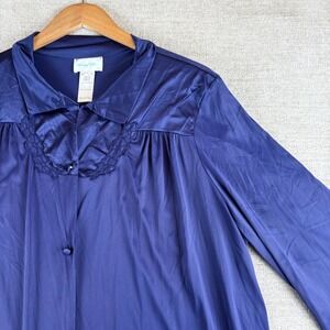 Vintage Vanity Fair Women's Purple Button Front House Dress Sz XL Nightgown Robe